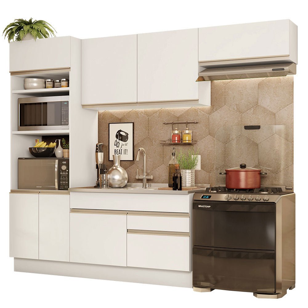 Cocina Integral Glamy Blanco 270x225cm sin Mesón y sin Estufa - COCINAS | Bylmo