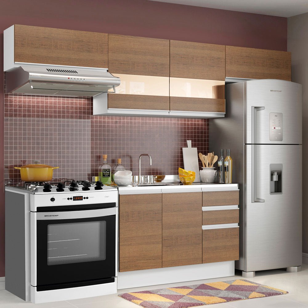 Cocina Integral Marina Marron 280x225cm sin Mesón y sin Estufa - COCINAS | Bylmo