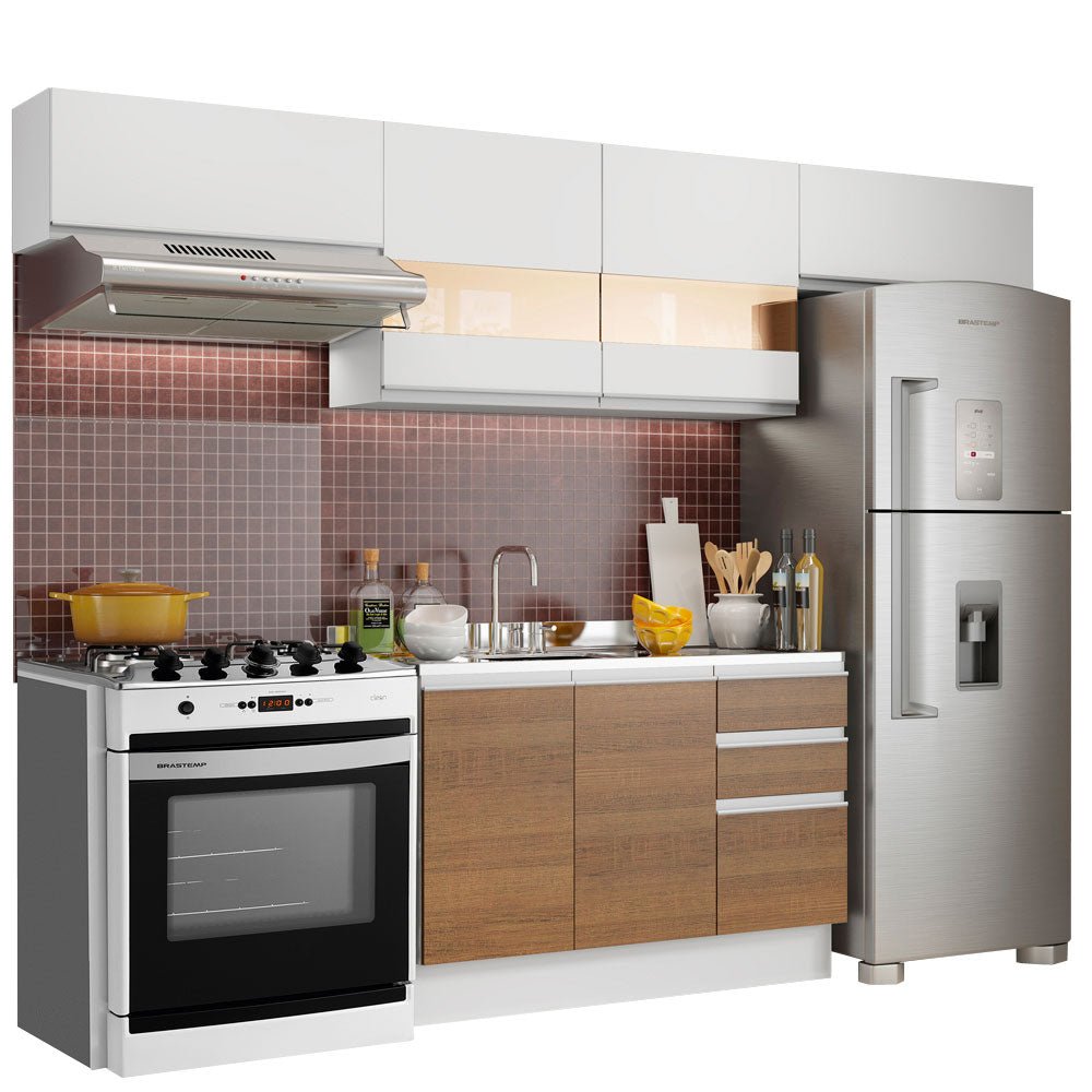 Cocina Integral Marina Blanco 280x225cm sin Mesón y sin Estufa - COCINAS | Bylmo