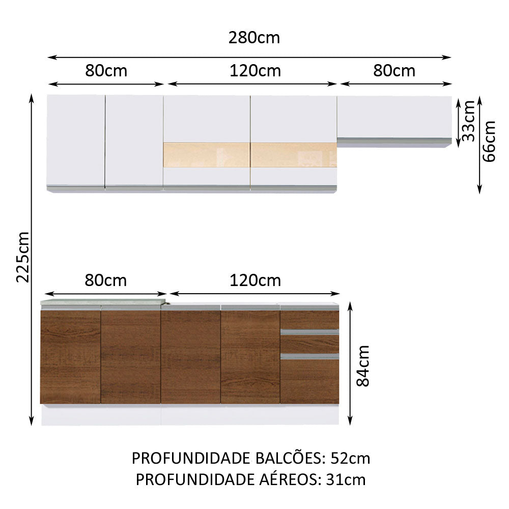 Cocina Integral Marcela Blanco 280x225cm sin Mesón y sin Estufa - COCINAS | Bylmo