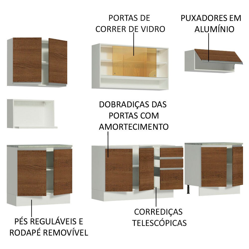 Cocina Integral Genova Marron 280x225cm sin Mesón y sin Estufa - COCINAS | Bylmo