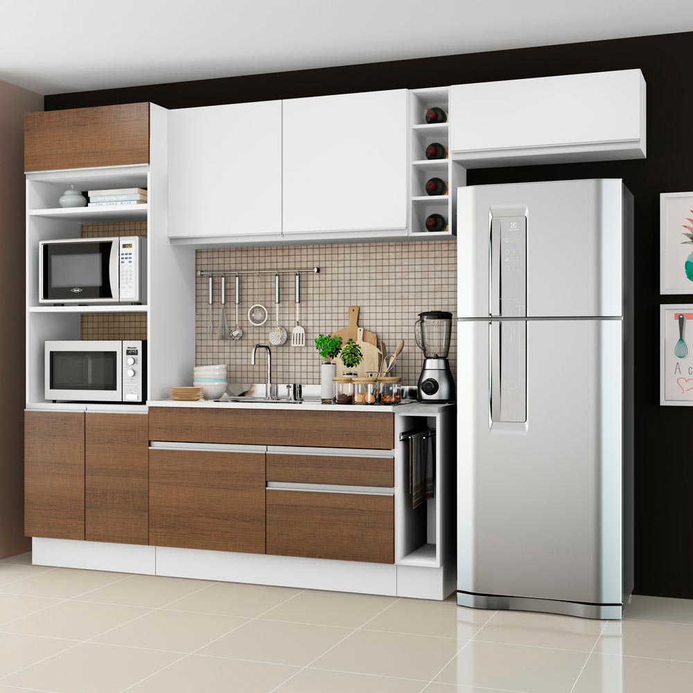 Cocina Integral Safira Blanco 290x225cm sin Mesón y sin Estufa - COCINAS | Bylmo