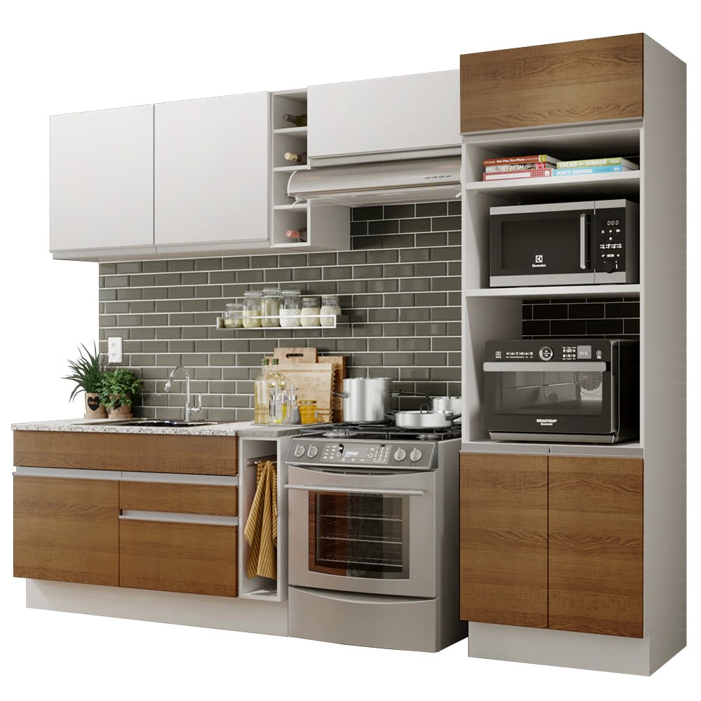 Cocina Integral Cristal Blanco 290x225cm sin Mesón y sin Estufa - COCINAS | Bylmo