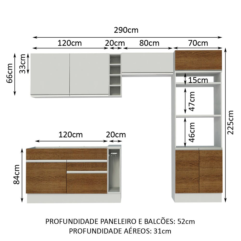 Cocina Integral Cristal Blanco 290x225cm sin Mesón y sin Estufa - COCINAS | Bylmo