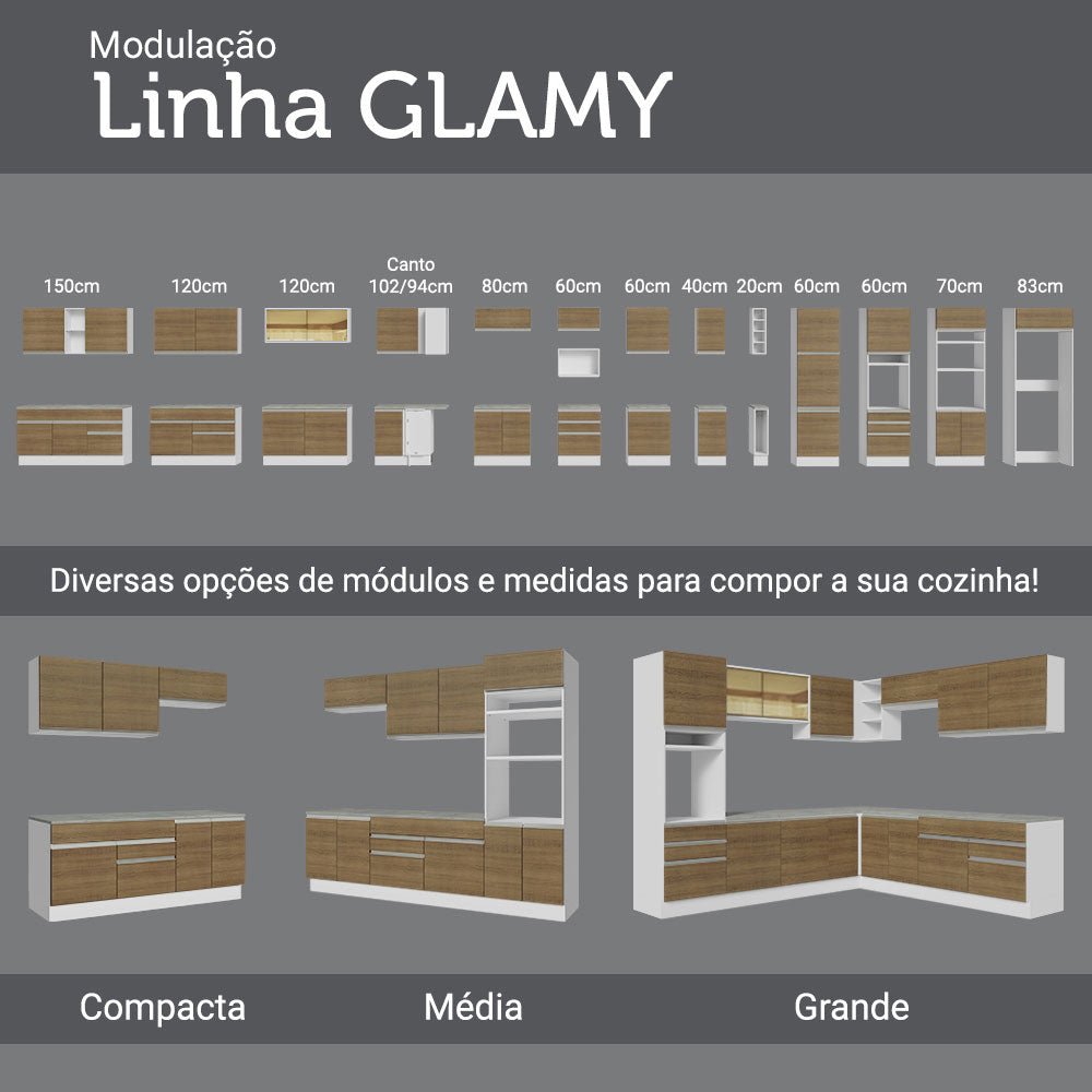 Cocina Integral Cristal Blanco 290x225cm sin Mesón y sin Estufa - COCINAS | Bylmo