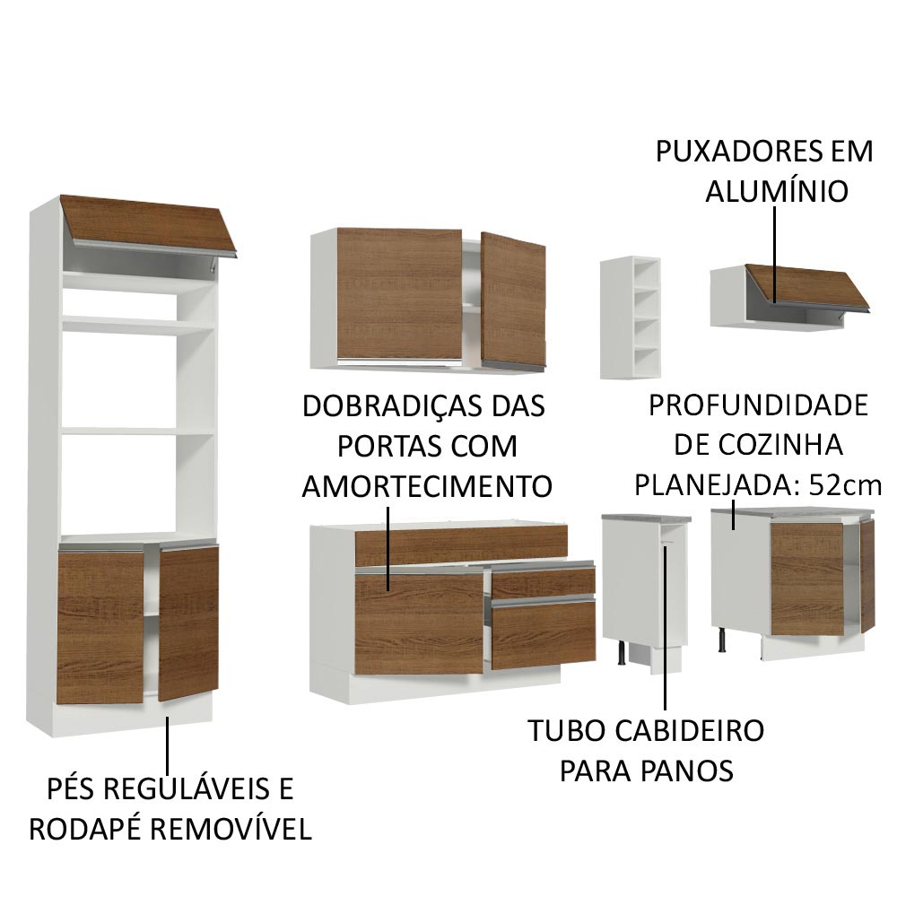 Cocina Integral Vicenza Marron 290x225cm sin Mesón con Botellero y sin Estufa - COCINAS | Bylmo