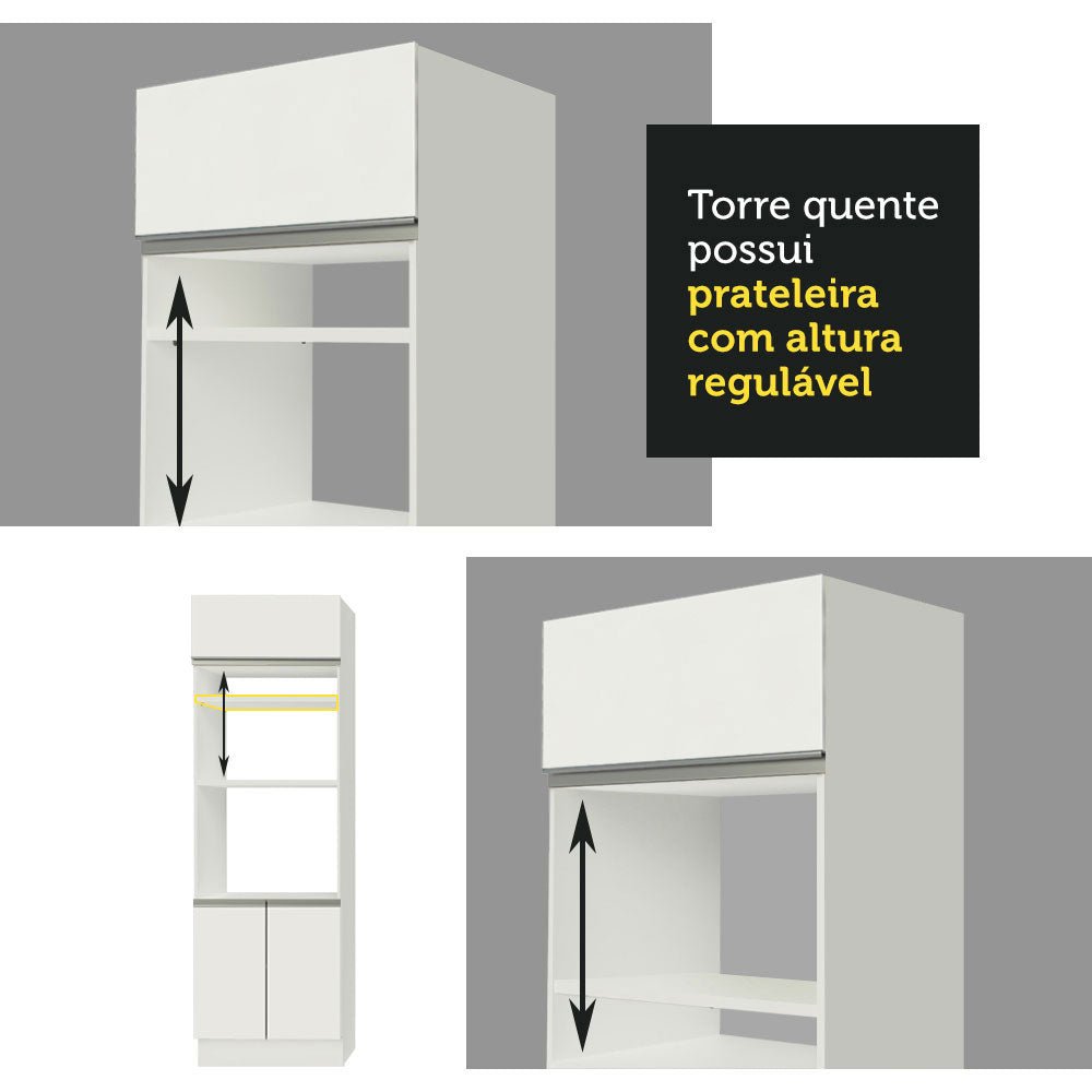 Cocina Integral Safira Blanco 290x225cm con Mesón de Madera Dos Cajones y sin Estufa - COCINAS | Bylmo