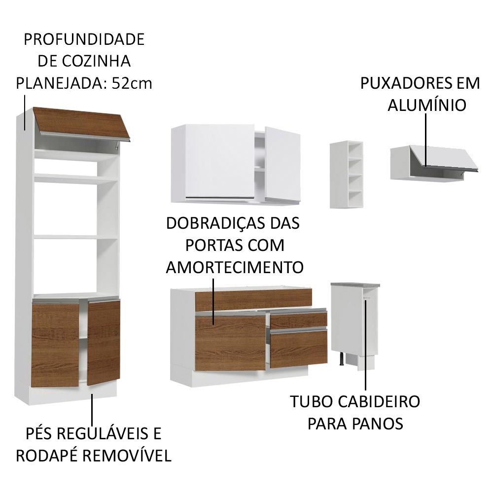 Cocina Integral Safira Blanco 290x225cm con Mesón de Madera y sin Estufa - COCINAS | Bylmo