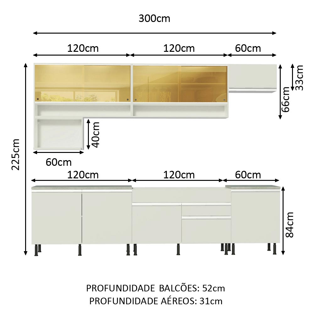 Cocina Integral Verona Blanco 300x225cm sin Mesón y sin Estufa - COCINAS | Bylmo