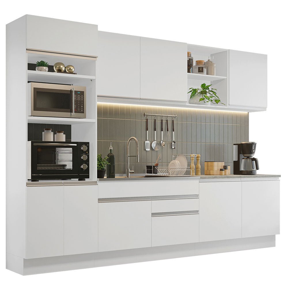 Cocina Integral Glamy Blanco 310x225cm sin Mesón y sin Estufa - COCINAS | Bylmo