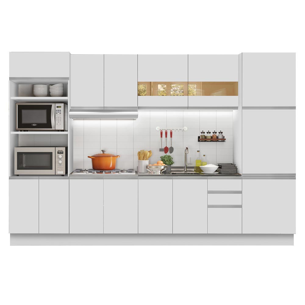 Cocina Integral Olimpia Blanco 330x225cm sin Mesón y sin Estufa - COCINAS | Bylmo