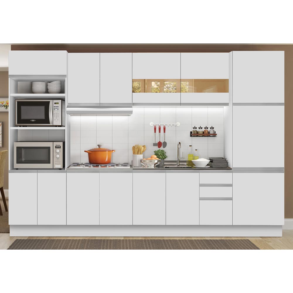 Cocina Integral Olimpia Blanco 330x225cm sin Mesón y sin Estufa - COCINAS | Bylmo