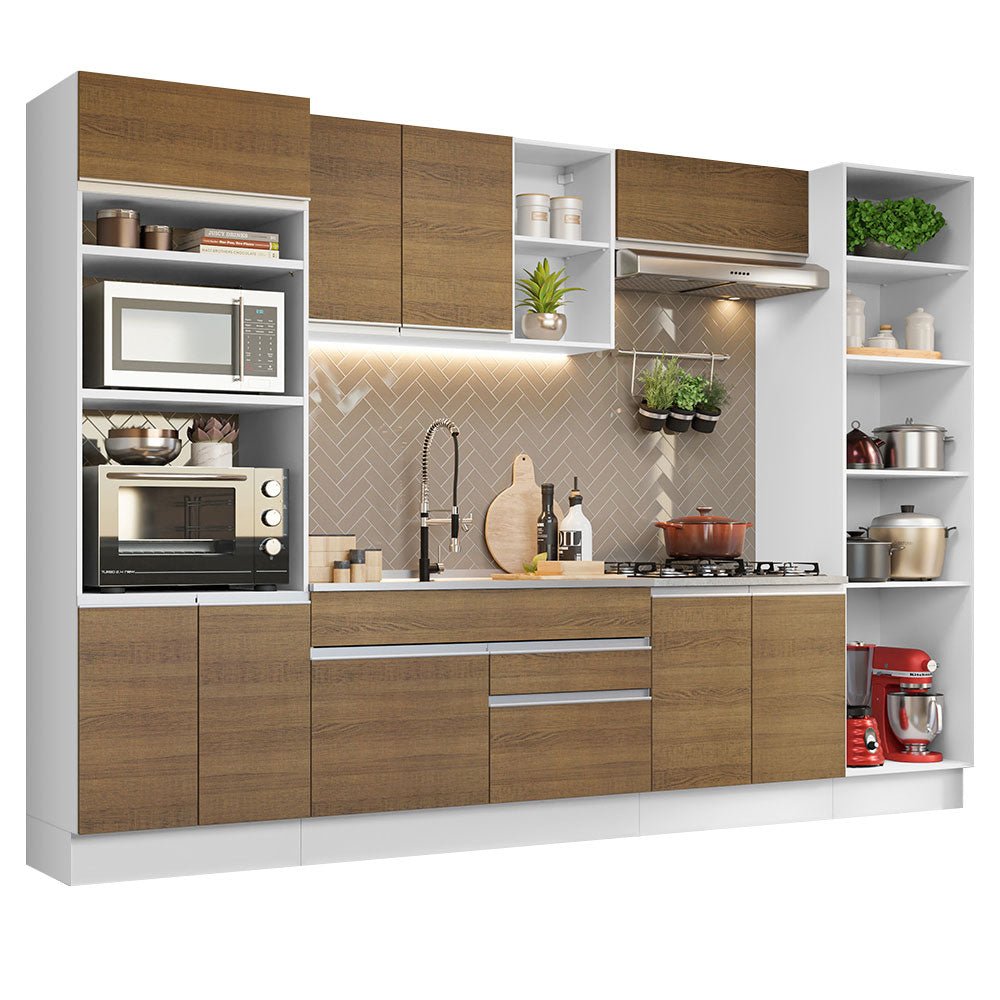 Cocina Integral Glamy Marron 330x225cm sin Mesón y sin Estufa - COCINAS | Bylmo