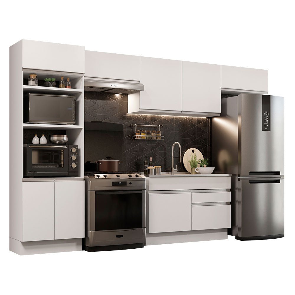 Cocina Integral Glamy Blanco 350x225cm sin Mesón y sin Estufa - COCINAS | Bylmo