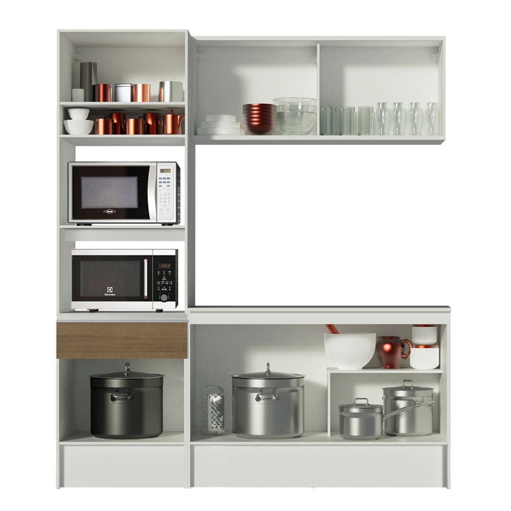 Cocina Integral Topazio Pop Marron 180x210cm con Mesón de Madera y sin Estufa - COCINAS | Bylmo