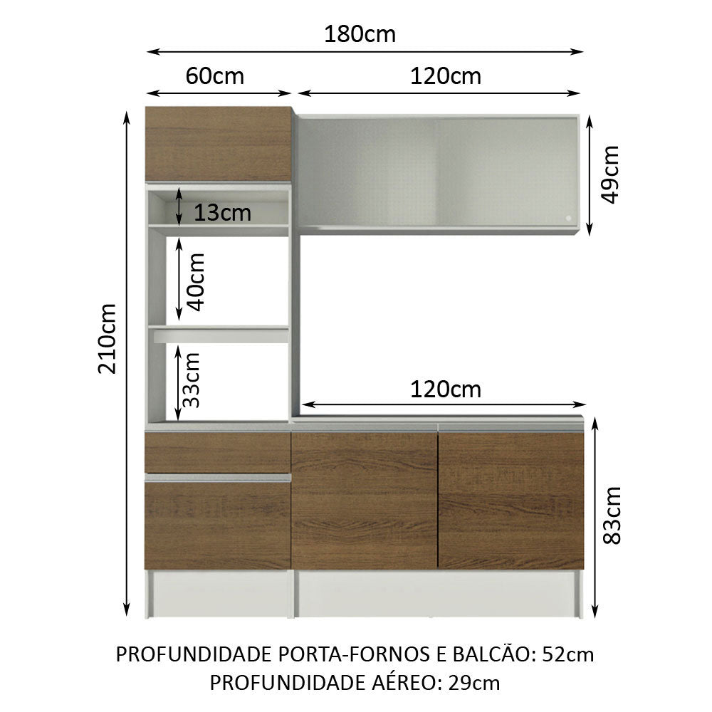 Cocina Integral Topazio Pop Marron 180x210cm con Mesón de Madera y sin Estufa - COCINAS | Bylmo
