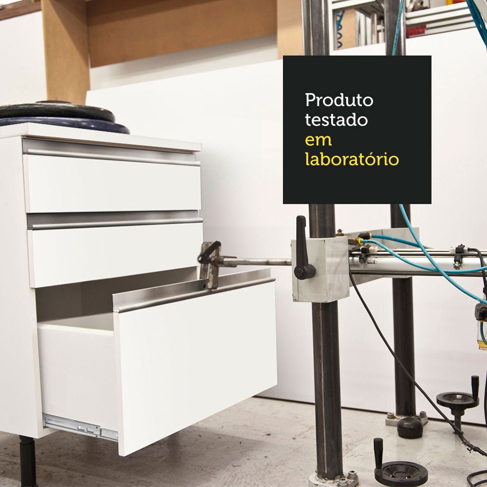 Cocina Integral Topazio Blanco 240x210cm con Mesón de Madera y sin Estufa - COCINAS | Bylmo