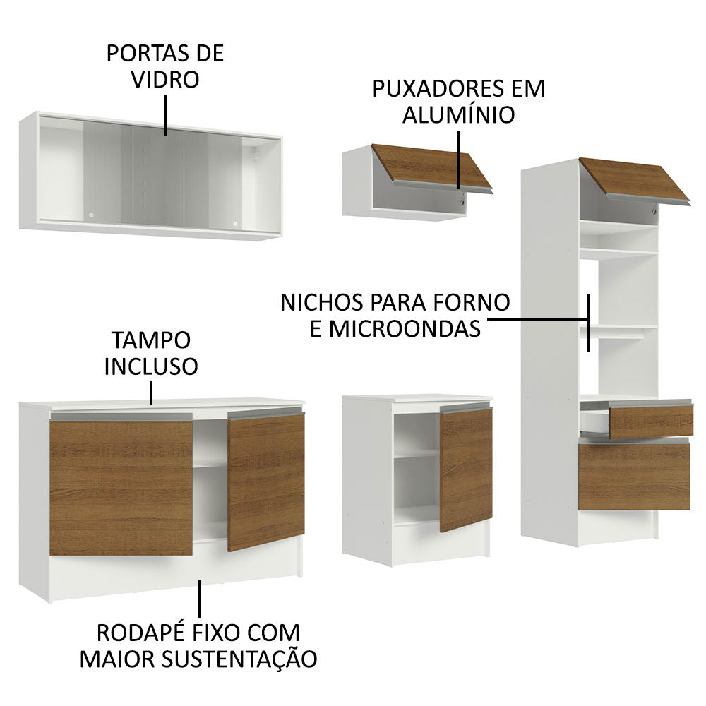 Cocina Integral Topazio Marron 240x210cm con Mesón de Madera y sin Estufa - COCINAS | Bylmo
