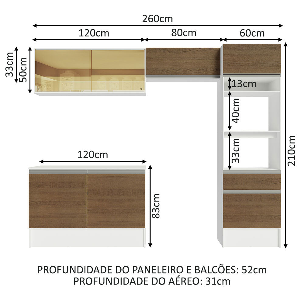 Cocina Integral Diamante Marron 260x210cm con Mesón de Madera y sin Estufa - COCINAS | Bylmo