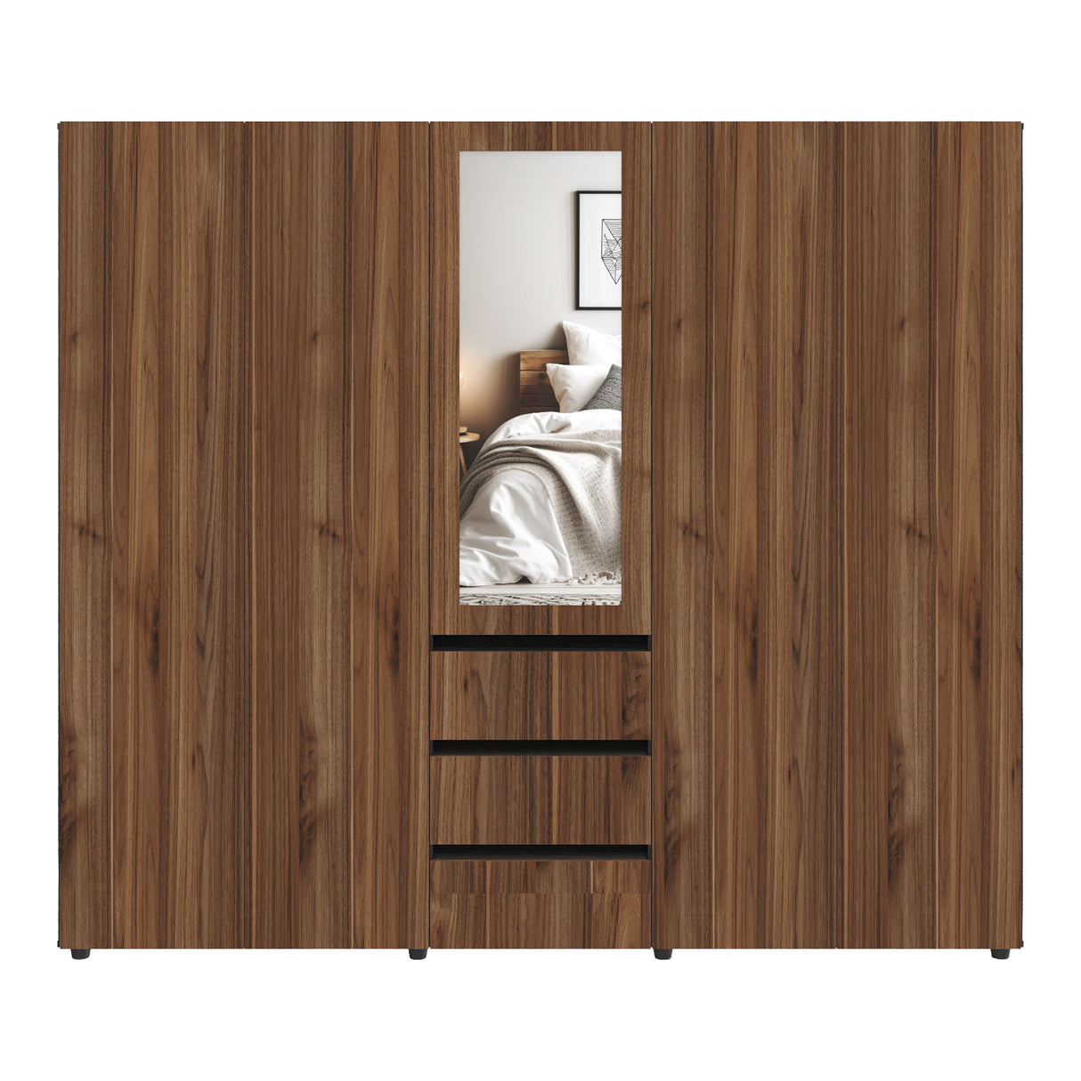 Closet Java Gales y Wengue 230x200cm con Tres Cajones y con Espejo - CLOSETS | Bylmo