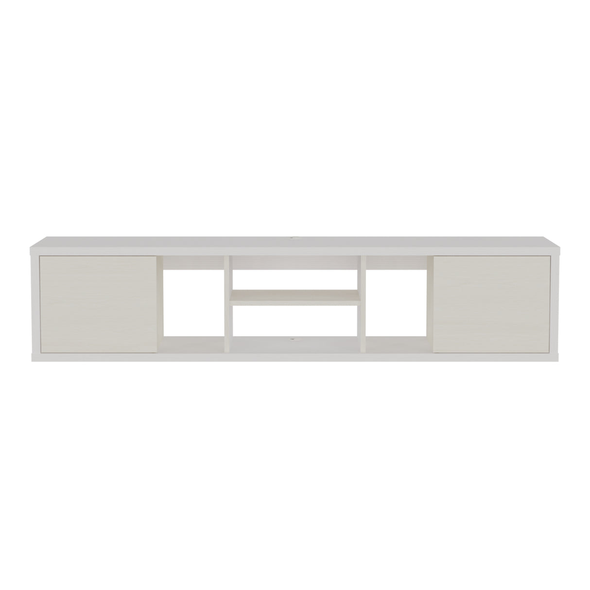 Mesa para TV Flotante Zafiro Blanco y Niebla 160x35cm con Dos Cajones y para TV Hasta 65 Pulgadas - MUEBLES DE TV | Bylmo