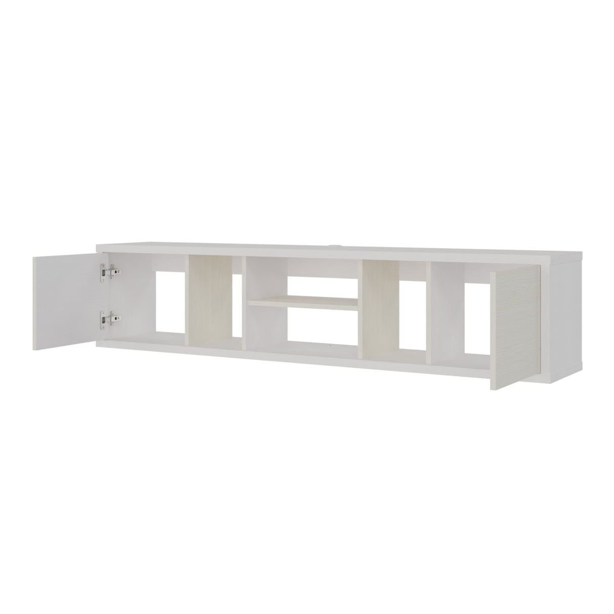Mesa para TV Flotante Zafiro Blanco y Niebla 160x35cm con Dos Cajones y para TV Hasta 65 Pulgadas - MUEBLES DE TV | Bylmo