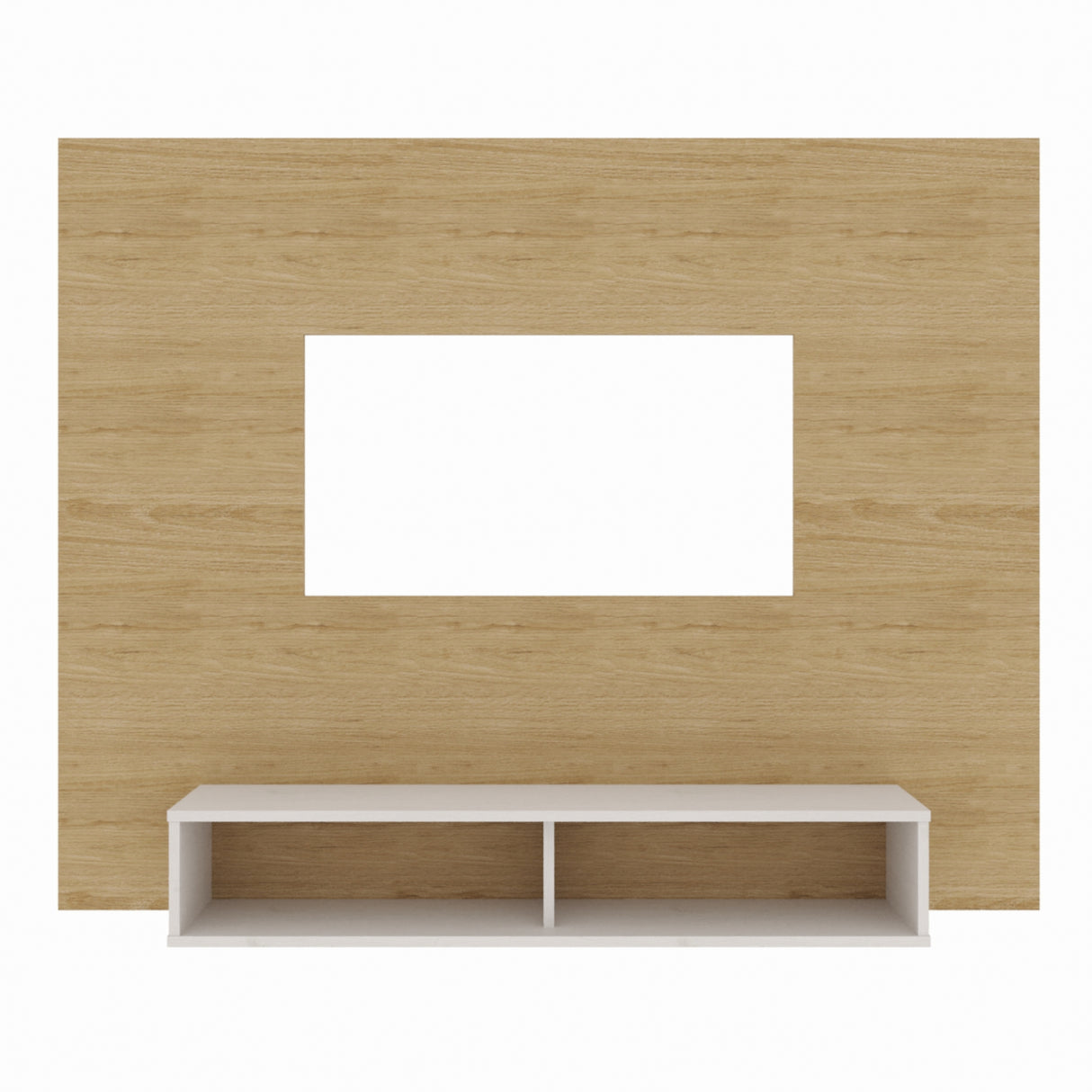 Panel de TV Flotante Rovere y Blanco 150x118cm con Dos Cajones y para TV Hasta 65 Pulgadas - MUEBLES DE TV | Bylmo