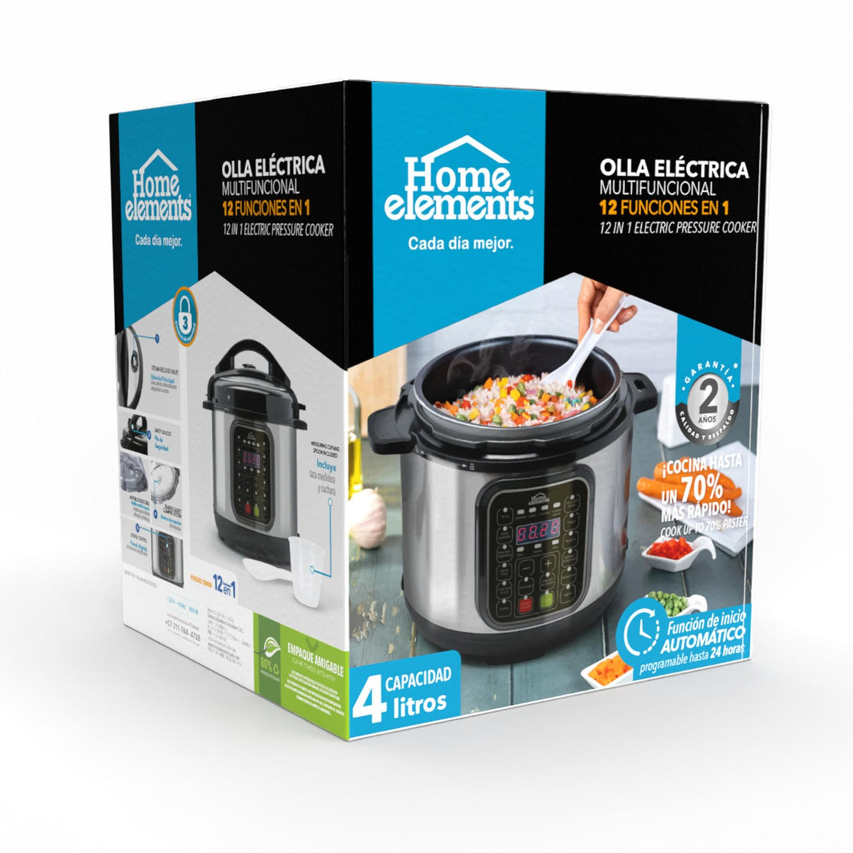 Olla Multifuncional Plateado y Negro 28.8x31.6cm de 4 Litros con Doce Funciones preconfiguradas - OLLAS MULTIFUNCIONALES | Bylmo