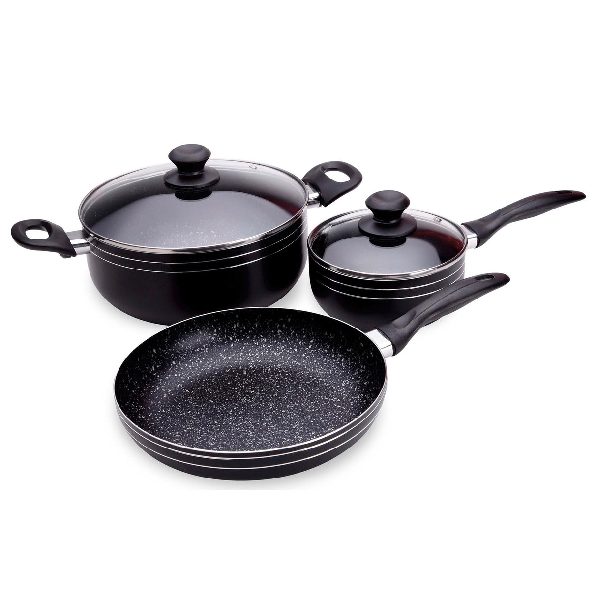 Batería de Cocina Cinco Piezas Negro 24x15cm De 3.6 Litros Apta para Inducción con Mango de Baquelita - OLLAS Y SARTENES | Bylmo