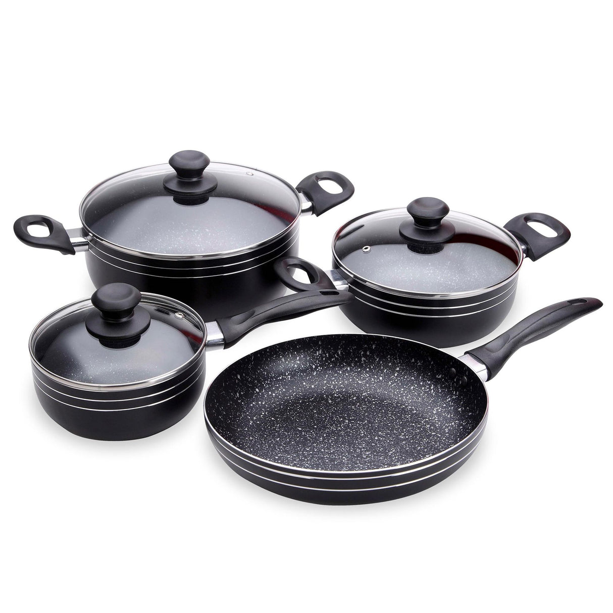 Batería de Cocina Siete Piezas Negro 24x8.2cm De 3.6 Litros Apta para Inducción con Mango de Baquelita - OLLAS Y SARTENES | Bylmo