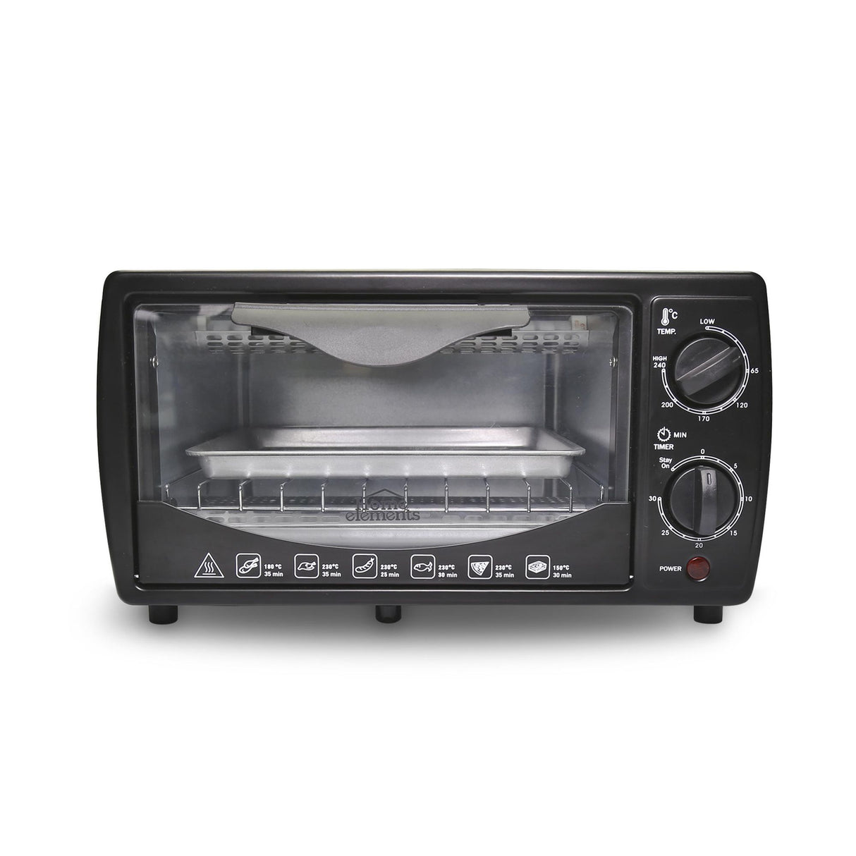 Horno Tostador Negro 28x20cm de 9 Litros con Temporizador - HORNOS TOSTADORES | Bylmo