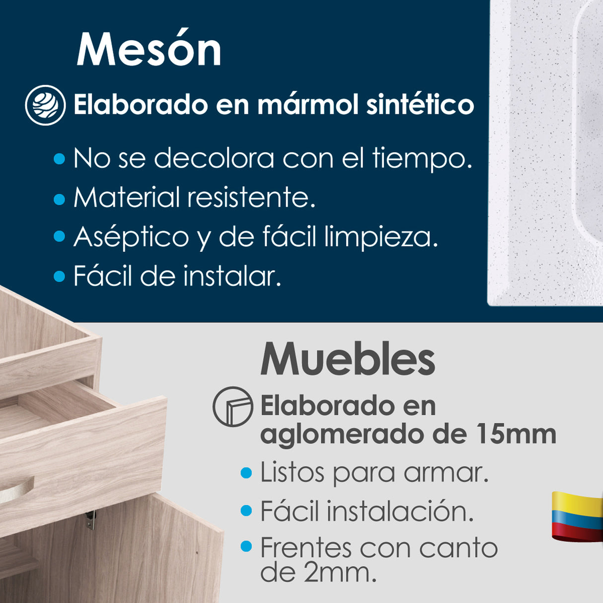 Cocina Ambar Austral 150x213cm Con Mesón Y Estufa Y Con Pozuelo Para Ubicar A La Izquierda O Derecha - COCINAS | Bylmo