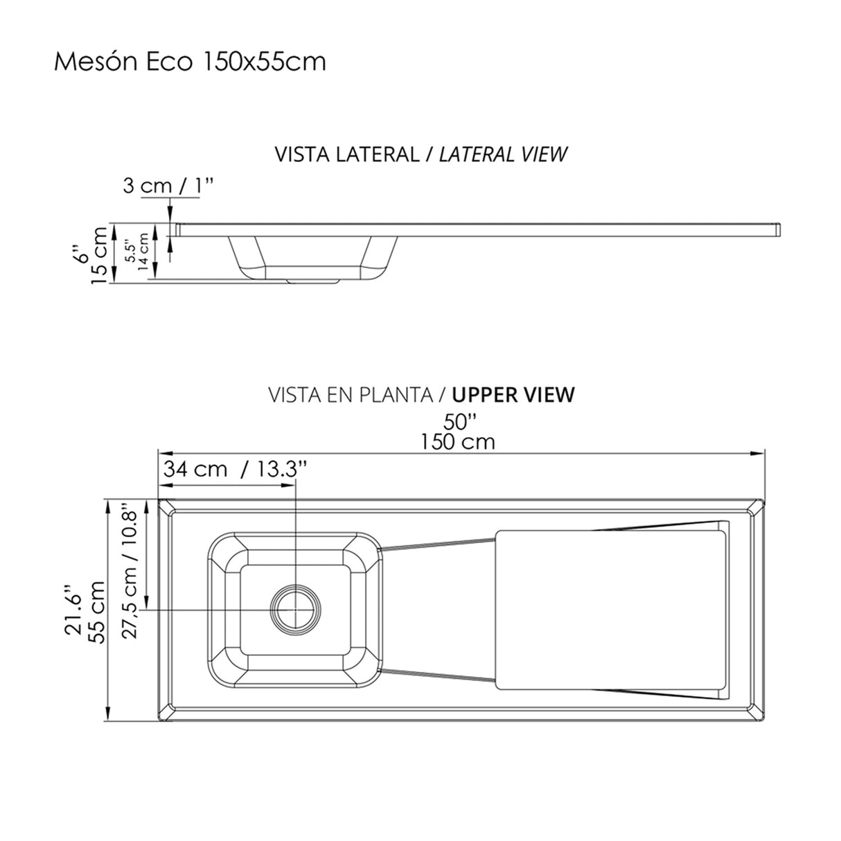 Cocina Ambar Austral 150x213cm Con Mesón Y Estufa Y Con Pozuelo Para Ubicar A La Izquierda O Derecha - COCINAS | Bylmo