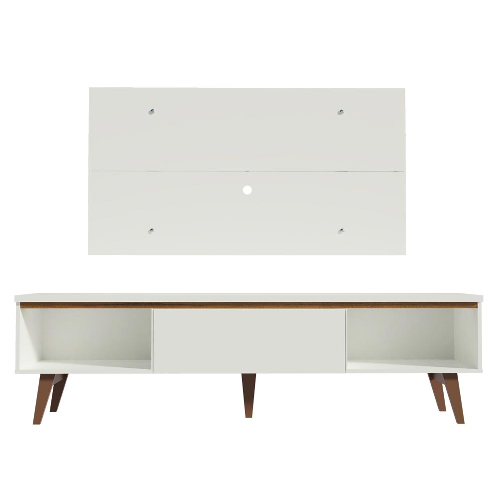 Combo Mueble y Panel de TV Reims Blanco 180x122cm Para TV Hasta 55 Pulgadas con Ranuras para Cables - MUEBLES DE TV | Bylmo