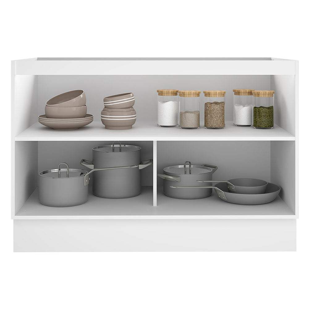 Mueble Inferior de Cocina Glamy Blanco 120x81cm sin Mesón y sin Estufa con 3 Entrepaños - MUEBLES INFERIORES DE COCINA | Bylmo