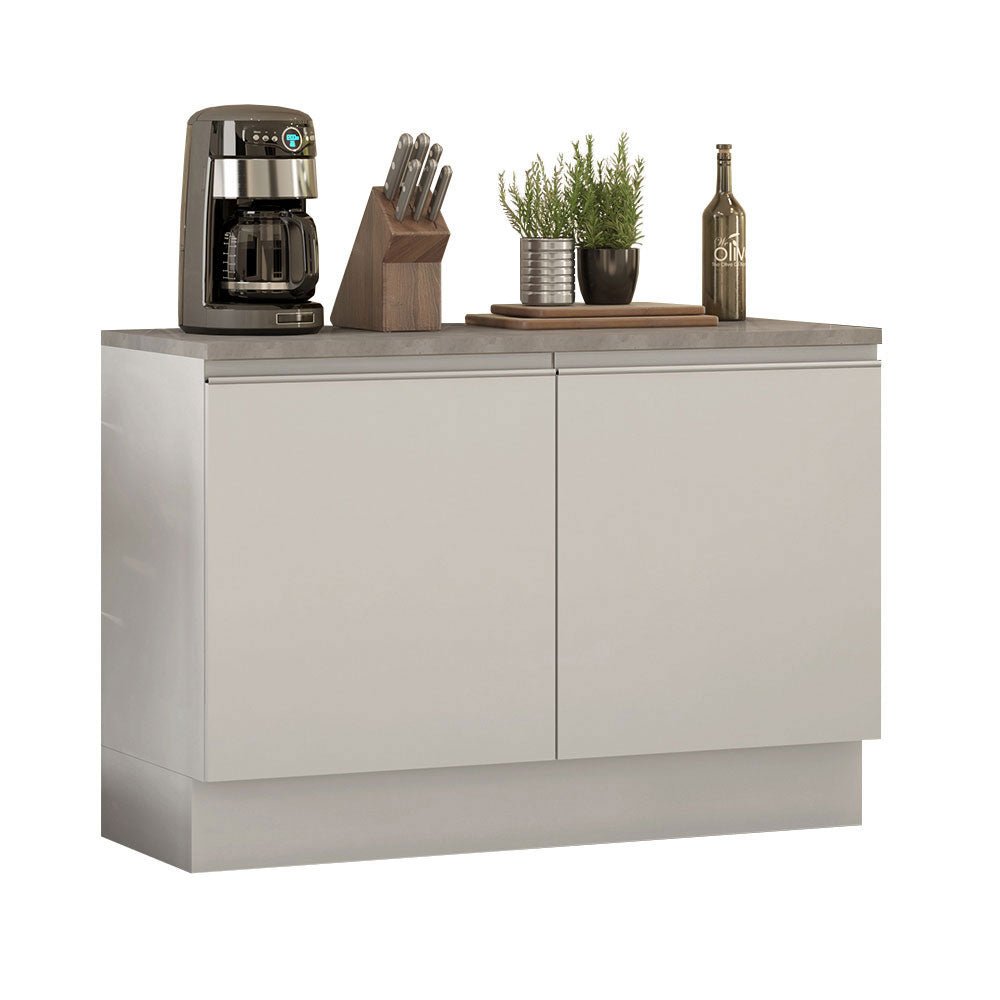 Mueble Inferior de Cocina Glamy Blanco 120x84cm con Mesón de Madera y sin Estufa con 3 Entrepaños - MUEBLES INFERIORES DE COCINA | Bylmo