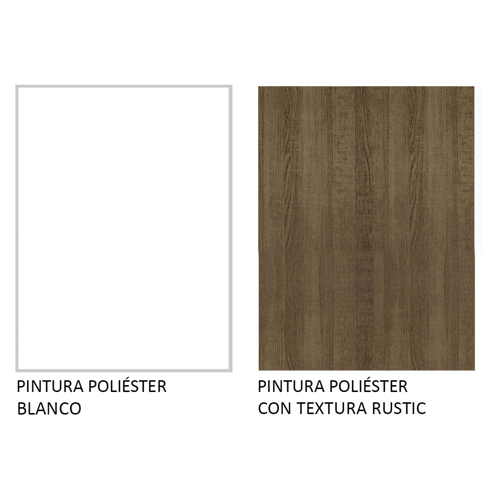 Mueble Inferior de Cocina Glamy Blanco y Marron 120x84cm con Mesón de Madera y sin Estufa con 3 Entrepaños - MUEBLES INFERIORES DE COCINA | Bylmo