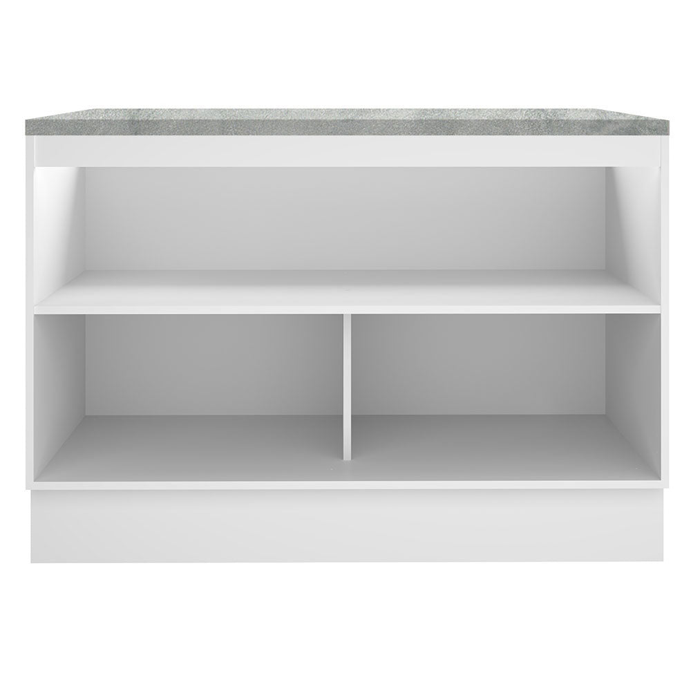 Mueble Inferior de Cocina Glamy Blanco y Marron 120x84cm con Mesón de Madera y sin Estufa con 3 Entrepaños - MUEBLES INFERIORES DE COCINA | Bylmo
