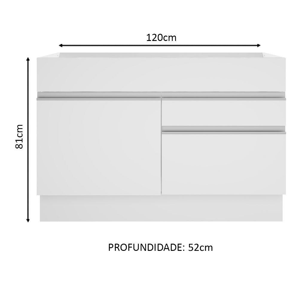 Mueble Inferior de Cocina Glamy Blanco 120x81cm sin Mesón y sin Estufa con Un Entrepaño - MUEBLES INFERIORES DE COCINA | Bylmo