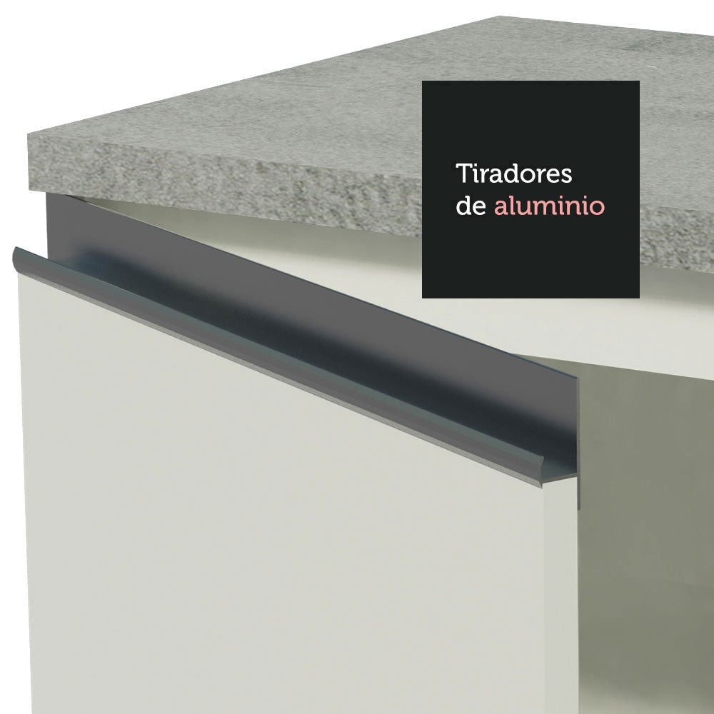 Mueble Inferior de Cocina Glamy Blanco 120x84cm con Mesón de Madera y sin Estufa con 2 Cajones - MUEBLES INFERIORES DE COCINA | Bylmo