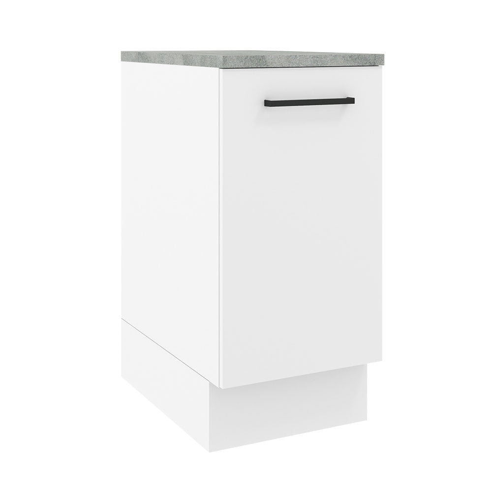 Mueble Inferior de Cocina Agata Blanco 35x84cm con Mesón de Madera y sin Estufa con 2 Entrepaños - MUEBLES INFERIORES DE COCINA | Bylmo