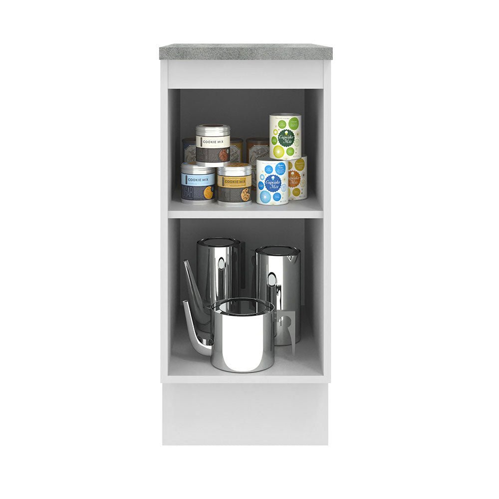 Mueble Inferior de Cocina Agata Blanco 35x84cm con Mesón de Madera y sin Estufa con 2 Entrepaños - MUEBLES INFERIORES DE COCINA | Bylmo