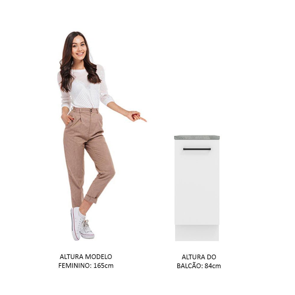 Mueble Inferior de Cocina Agata Blanco 35x84cm con Mesón de Madera y sin Estufa con 2 Entrepaños - MUEBLES INFERIORES DE COCINA | Bylmo