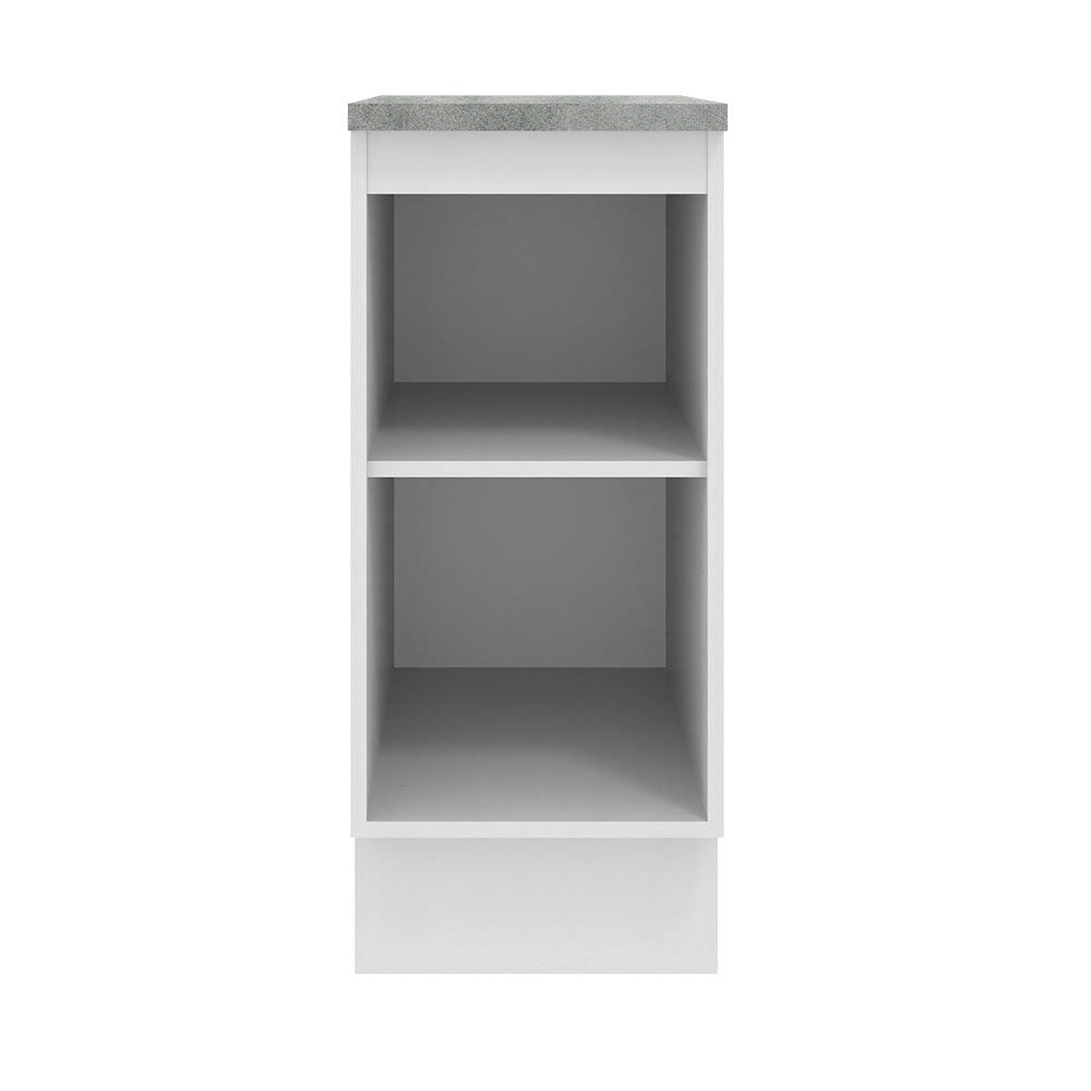 Mueble Inferior de Cocina Agata Blanco 35x84cm con Mesón de Madera y sin Estufa con 2 Entrepaños - MUEBLES INFERIORES DE COCINA | Bylmo