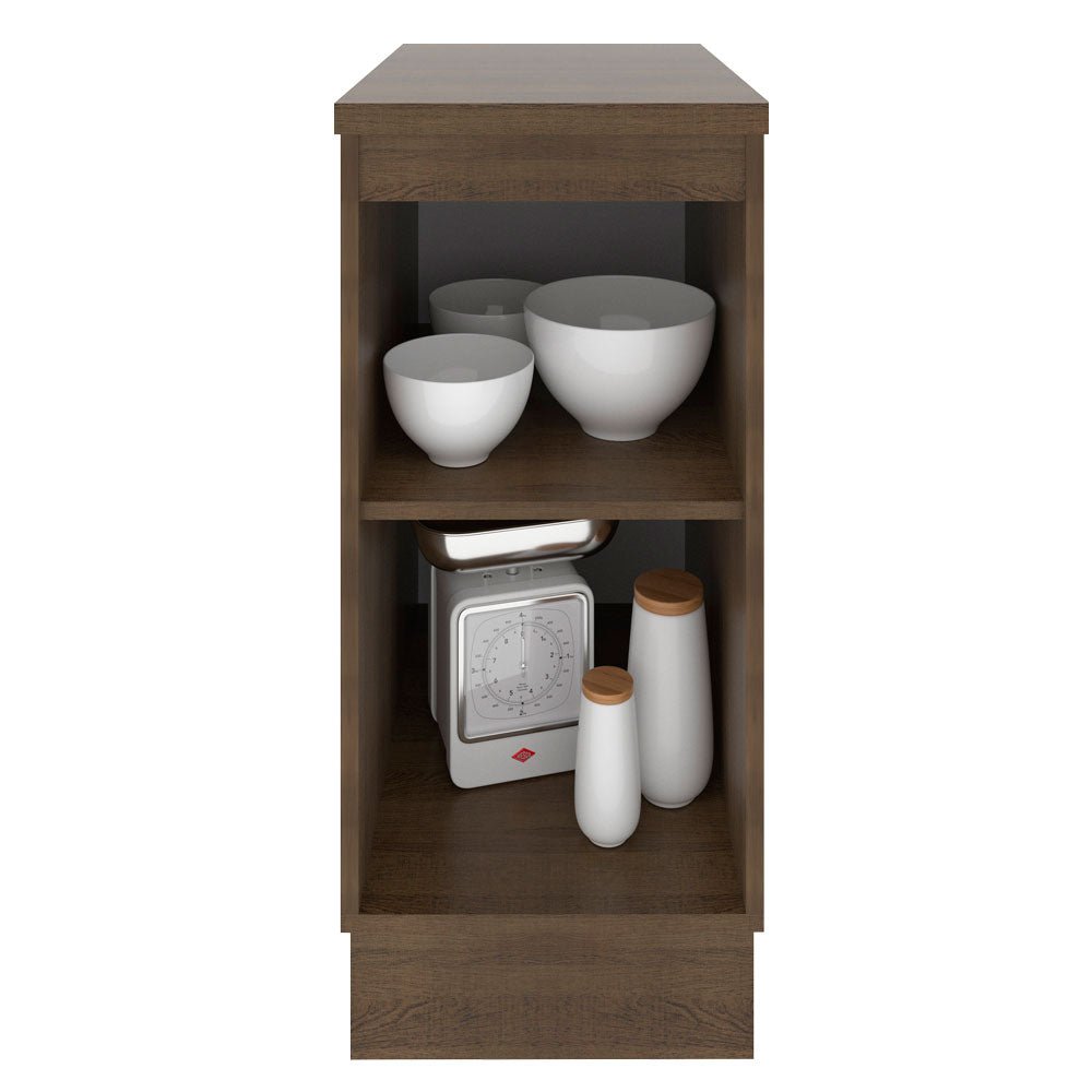 Mueble Inferior de Cocina Glamy Marron y Blanco 35x84cm con Mesón de Madera y sin Estufa con 2 Entrepaños - MUEBLES INFERIORES DE COCINA | Bylmo