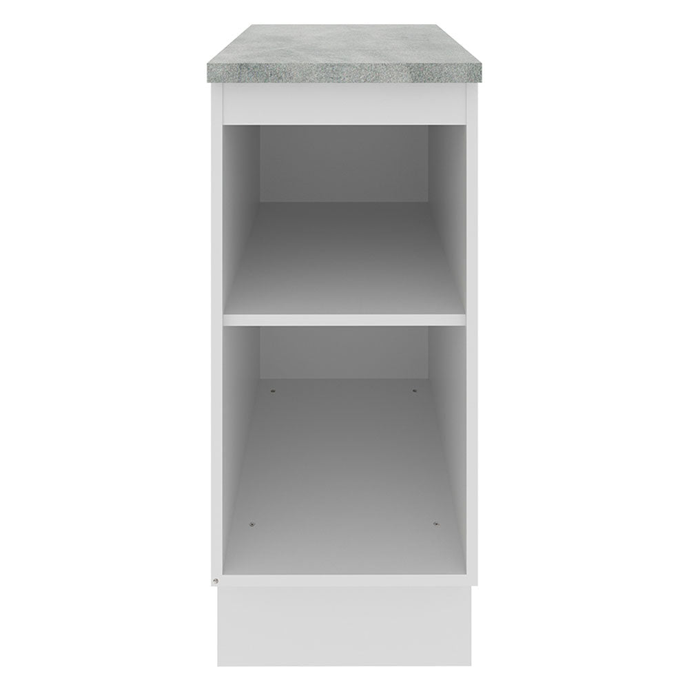 Mueble Inferior de Cocina Glamy Blanco y Marron 35x84cm con Mesón de Madera y sin Estufa con 2 Entrepaños - MUEBLES INFERIORES DE COCINA | Bylmo