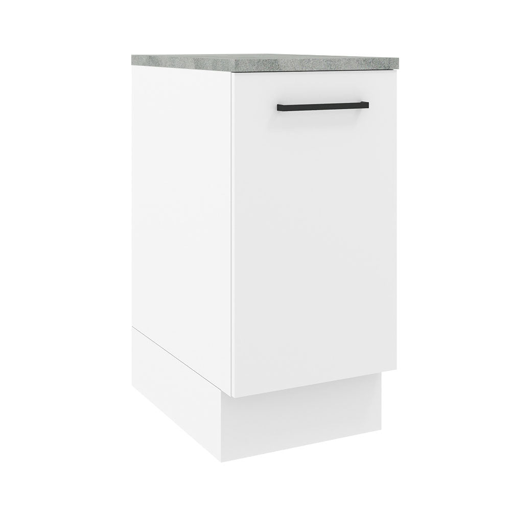 Mueble Inferior de Cocina Agata Blanco 40x84cm con Mesón de Madera y sin Estufa con 2 Entrepaños - MUEBLES INFERIORES DE COCINA | Bylmo