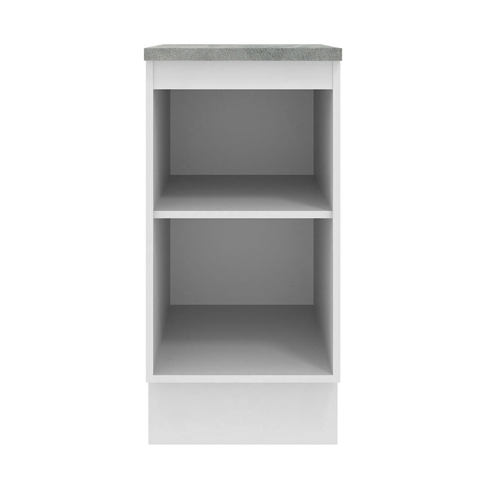 Mueble Inferior de Cocina Agata Blanco 40x84cm con Mesón de Madera y sin Estufa con 2 Entrepaños - MUEBLES INFERIORES DE COCINA | Bylmo