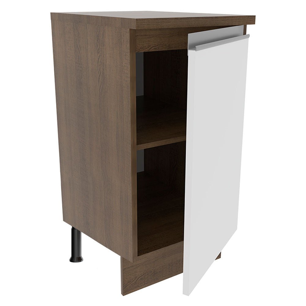 Mueble Inferior de Cocina Glamy Marron y Blanco 40x84cm con Mesón de Madera y sin Estufa con 2 Entrepaños - MUEBLES INFERIORES DE COCINA | Bylmo