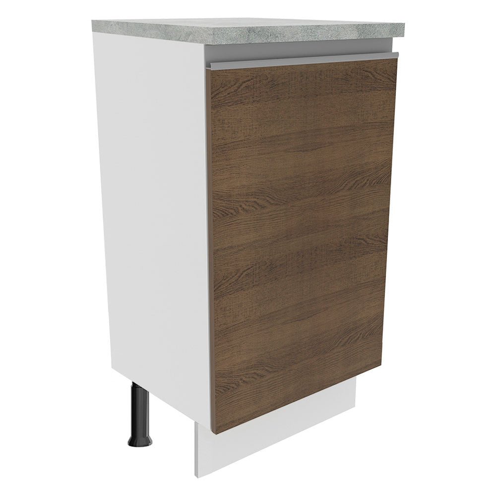 Mueble Inferior de Cocina Glamy Blanco y Marron 40x84cm con Mesón de Madera y sin Estufa con 2 Entrepaños - MUEBLES INFERIORES DE COCINA | Bylmo